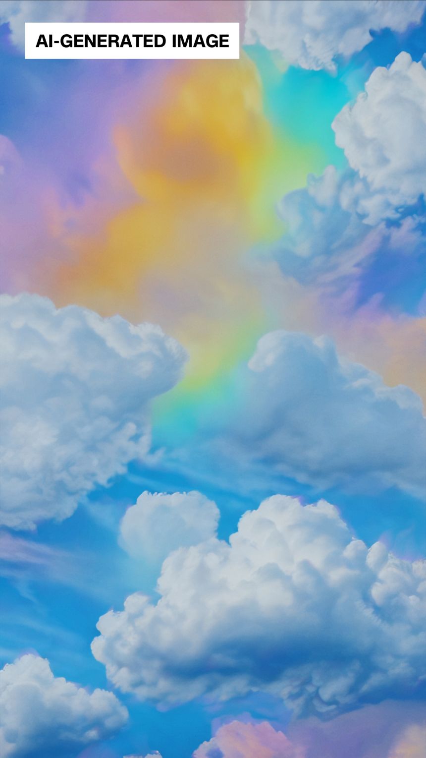 Sputniko! uses AI to analyze footage of passing clouds and then applies a rainbow effect over it in 