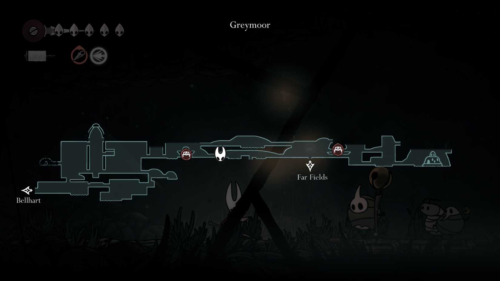 A map showing where to farm rosary beads in Greymoor