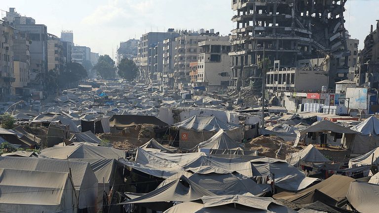 Palestinians displaced by the Israeli military offensive have been taking refuge in tent encampments in Gaza City