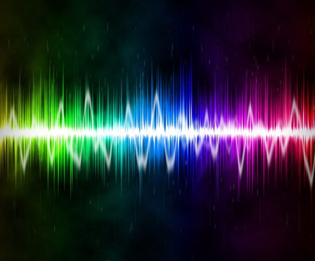Colorful Abstract Wave Sound over Dark Background