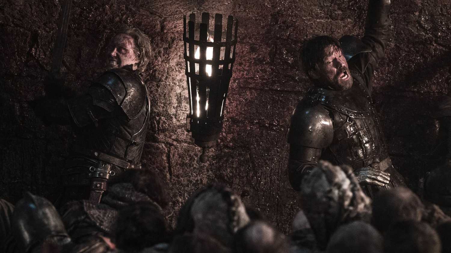 Brienne and Jaime fighting. 