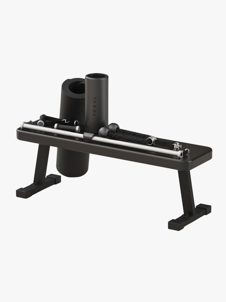 Fitness equipment on a flat background.