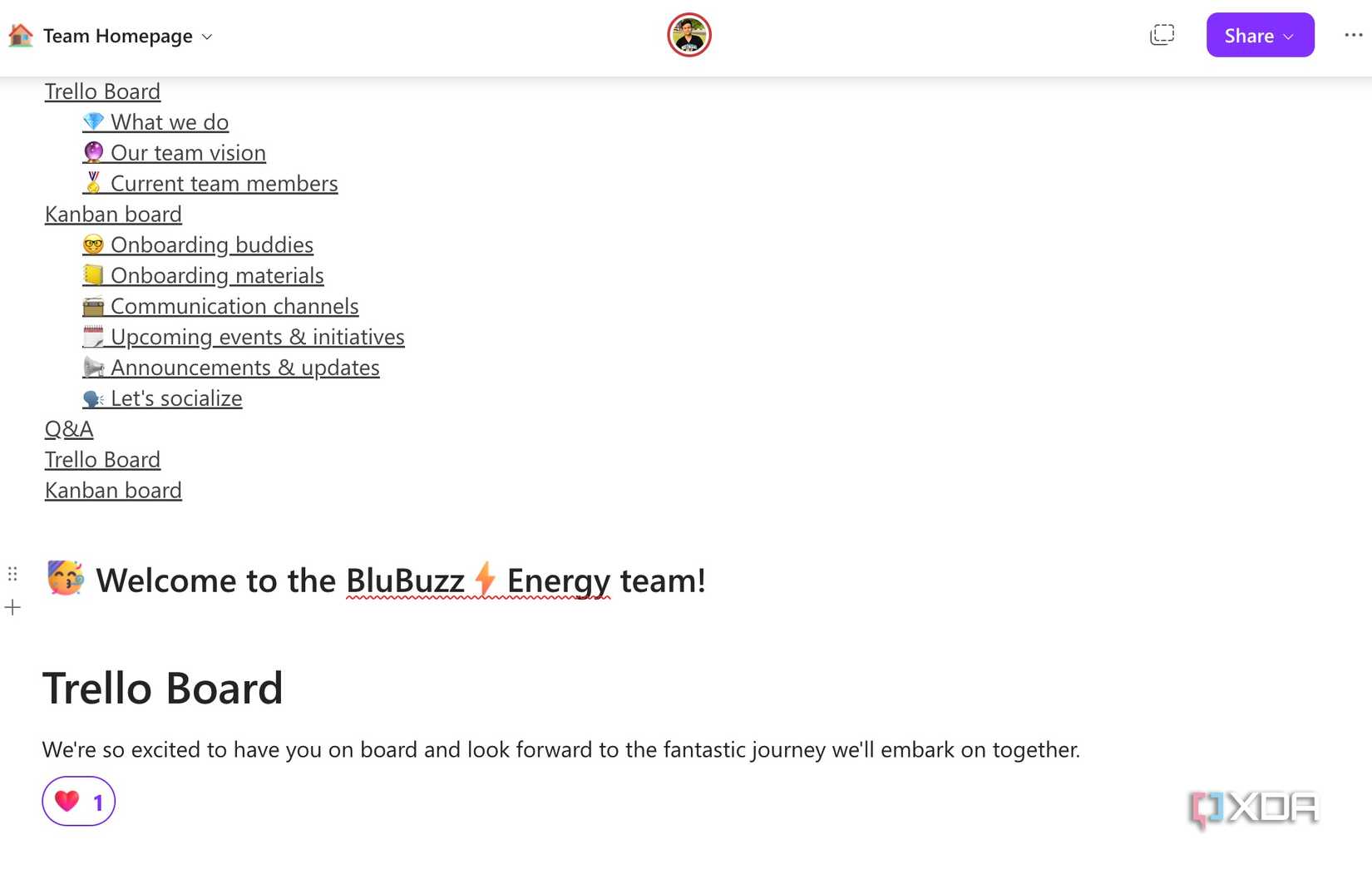 Microsoft Loop teampage