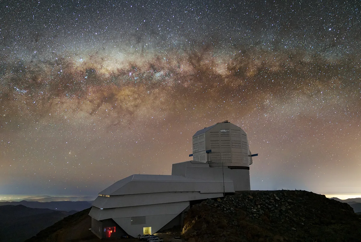 The Vera C. Rubin Observatory, located in Chile, will use an 8.4-meter telescope equipped with the largest digital camera in the world to conduct a 10-year survey of the entire southern hemisphere sky. Credit: NSF-DOE Vera C. Rubin Observatory