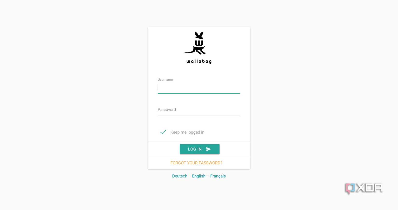 Wallabag home page login