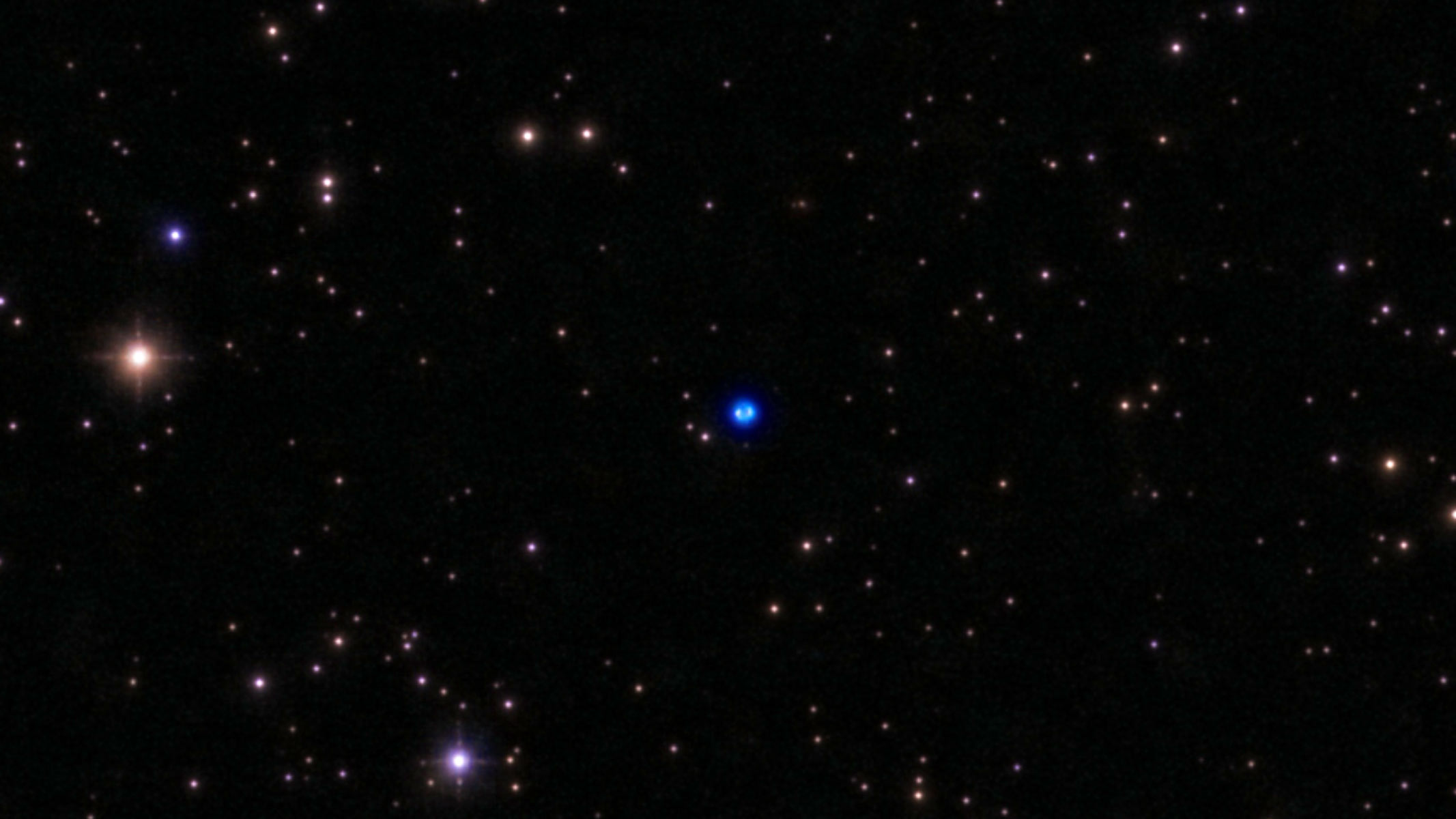 The Blue Snowball Nebula in the night sky as imaged by the Unistellar Odyssey Pro.