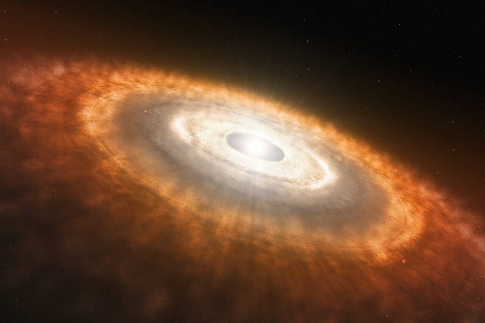 An artist's illustration of a planet-forming protoplanetary disk around a young star. Observations show that these disks may not last long enough for giant planets to form. Image Credit: ESO/L. Calçada