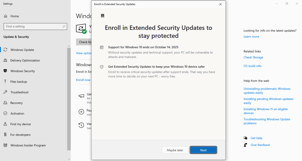 Microsoft Drops Fees for Windows 10 Extended Security Updates for Consumers in Europe