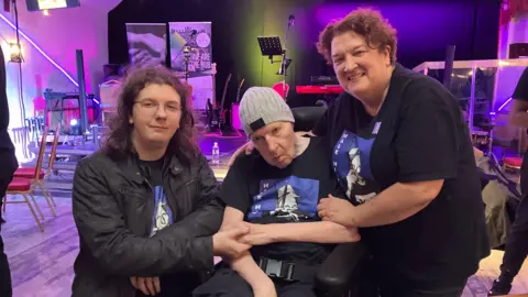 BBC Dave Wells with son Buddy and partner Roz