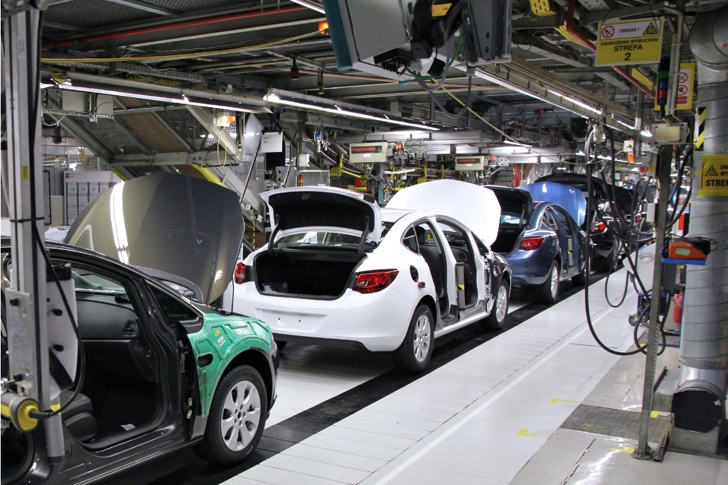 Car factory production line in Poland.