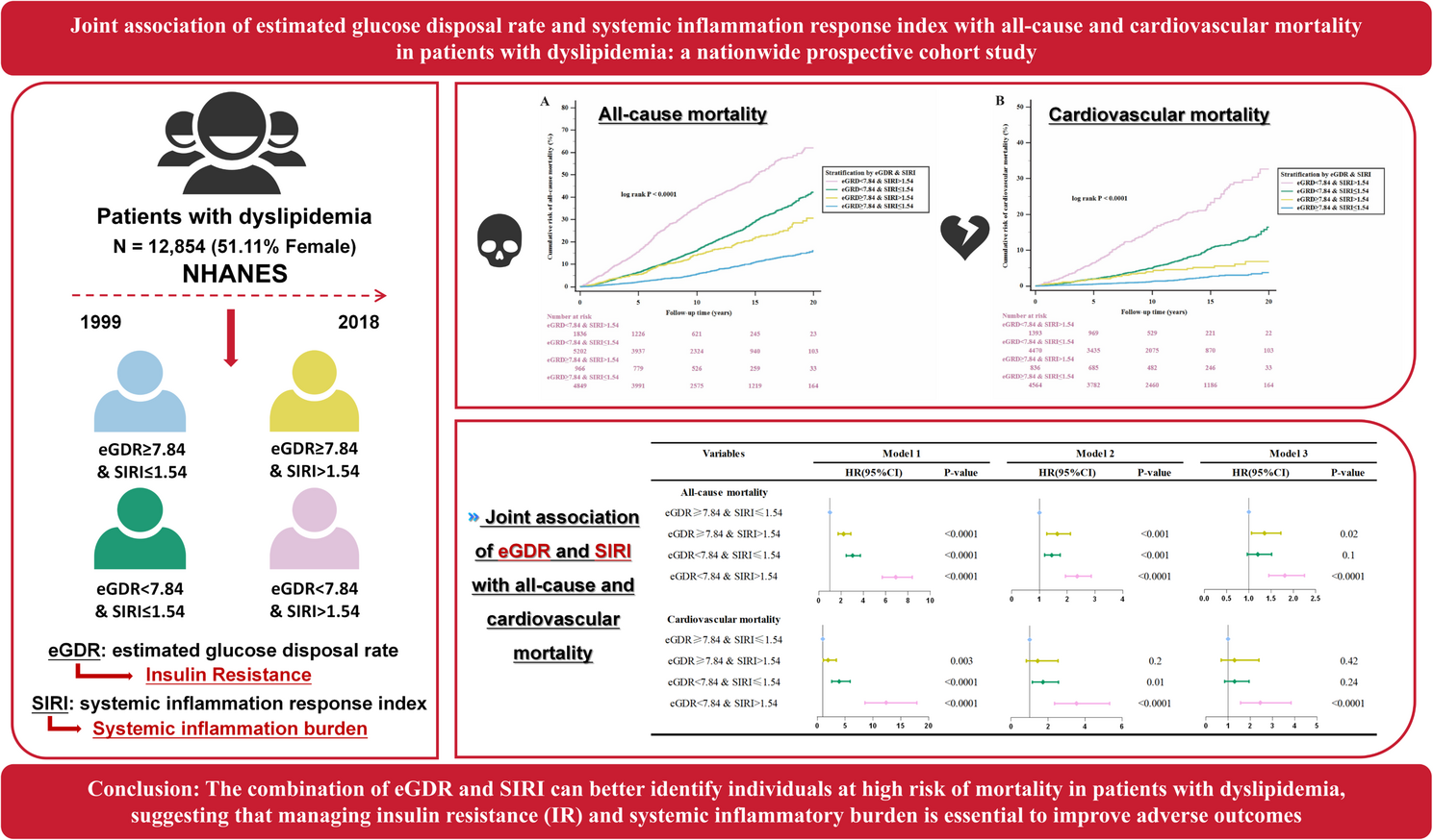 Joint association of estimated glucose disposal rate and systemic inflammation response index with all-cause and cardiovascular mortality in patients with dyslipidemia: a nationwide prospective cohort study | Diabetology & Metabolic Syndrome