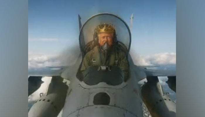 US president posts AI video of himself flying ‘King Trump’ jet amid protests