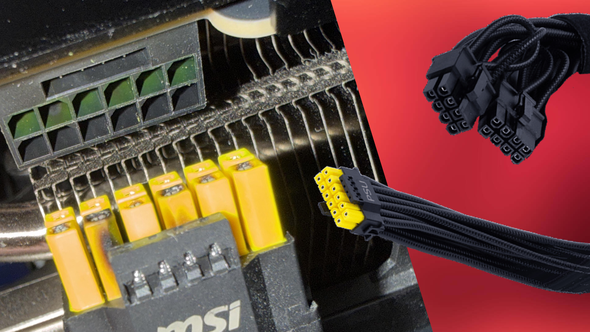 MSI 16-Pin Adapter Keeps Killing More GPUs; One More Case Reported, Showing GPU Connector Turning Yellow