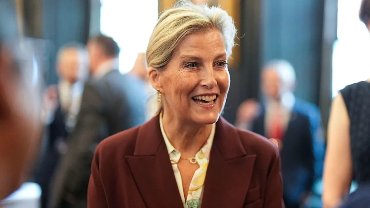 Duchess Sophie’s cherry trouser suit and scrunchie was the perfect powerful outfit for receiving a huge honour