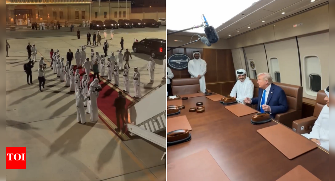 Refuelling pit stop: Trump holds surprise meeting with Qatar’s Emir aboard Air Force One — Watch
