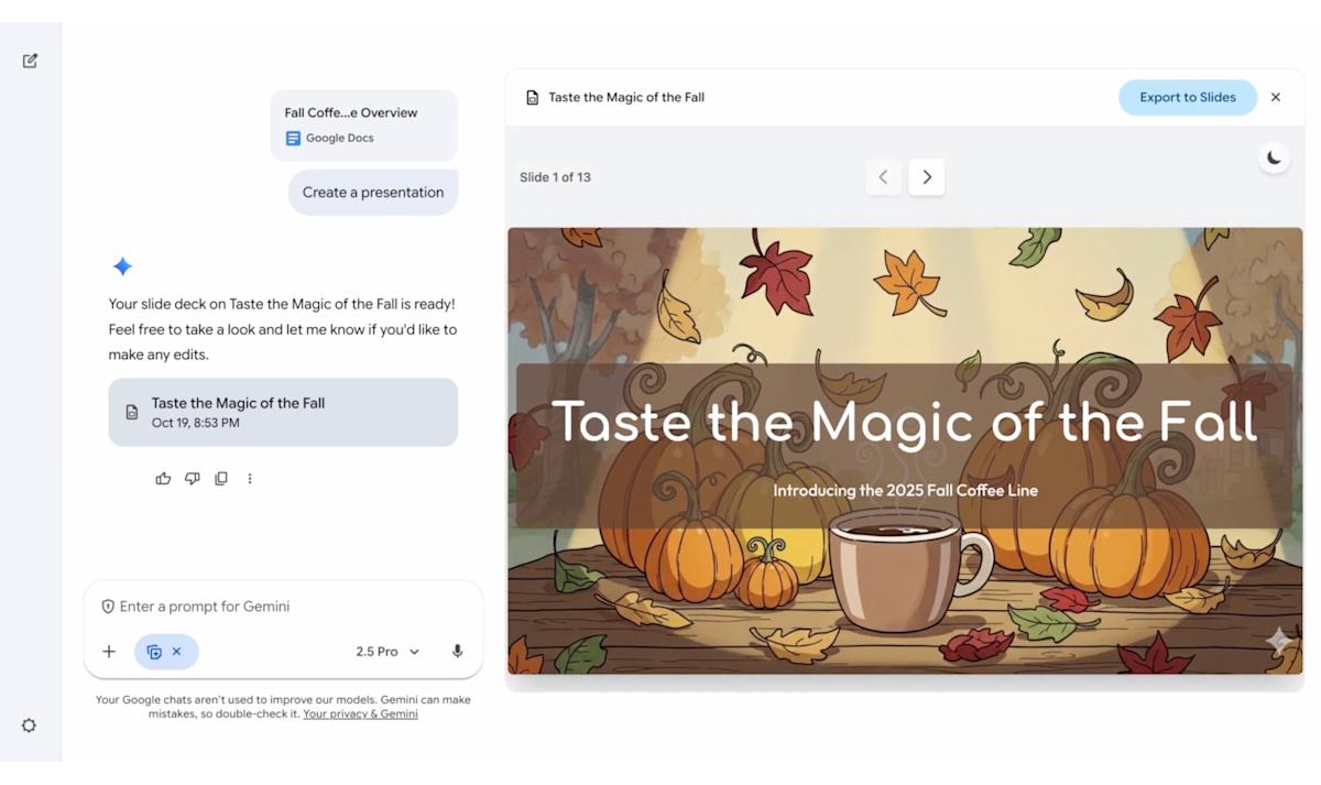 Google’s Gemini will now generate presentations for you
