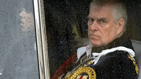 PA Media The Duke of York departs Westminster Abbey, London, following the Coronation of King Charles III