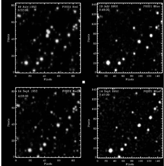 Are unidentified objects in space (immortalized between 1949 and 1957) linked to nuclear tests?
