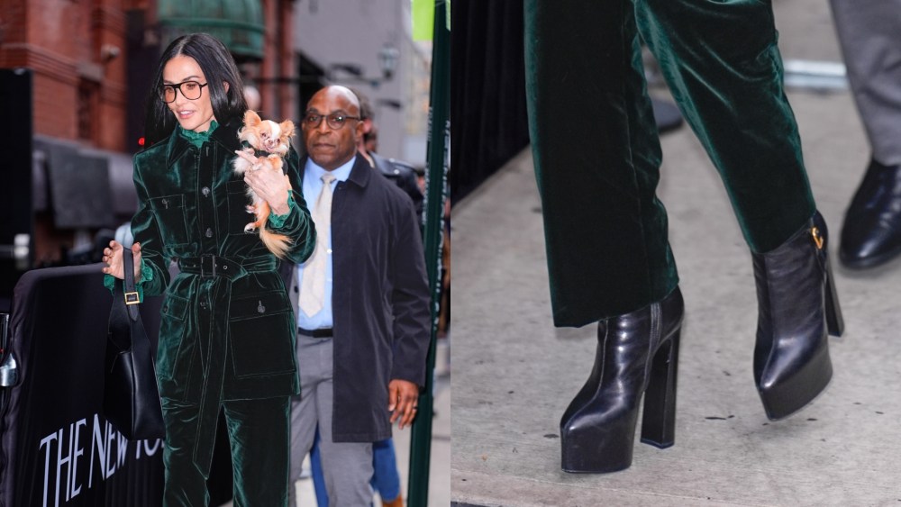 Demi Moore Wears Saint Laurent Platform Boots at the New Yorker Festival