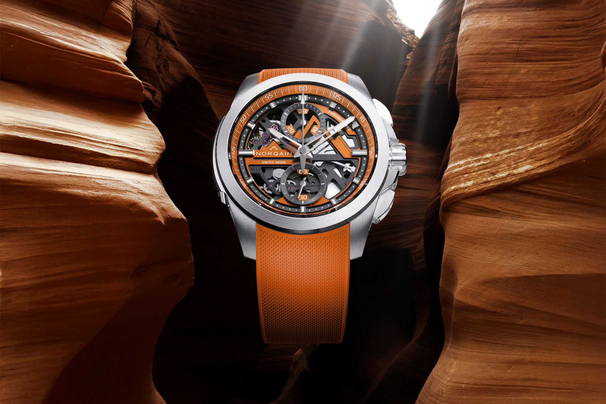 The Norqain Independence Skeleton Chrono 42mm Orange