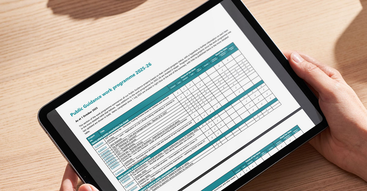 Published, pending, and on hold: Inland Revenue’s public guidance work programme | Tax Alert – October 2025
