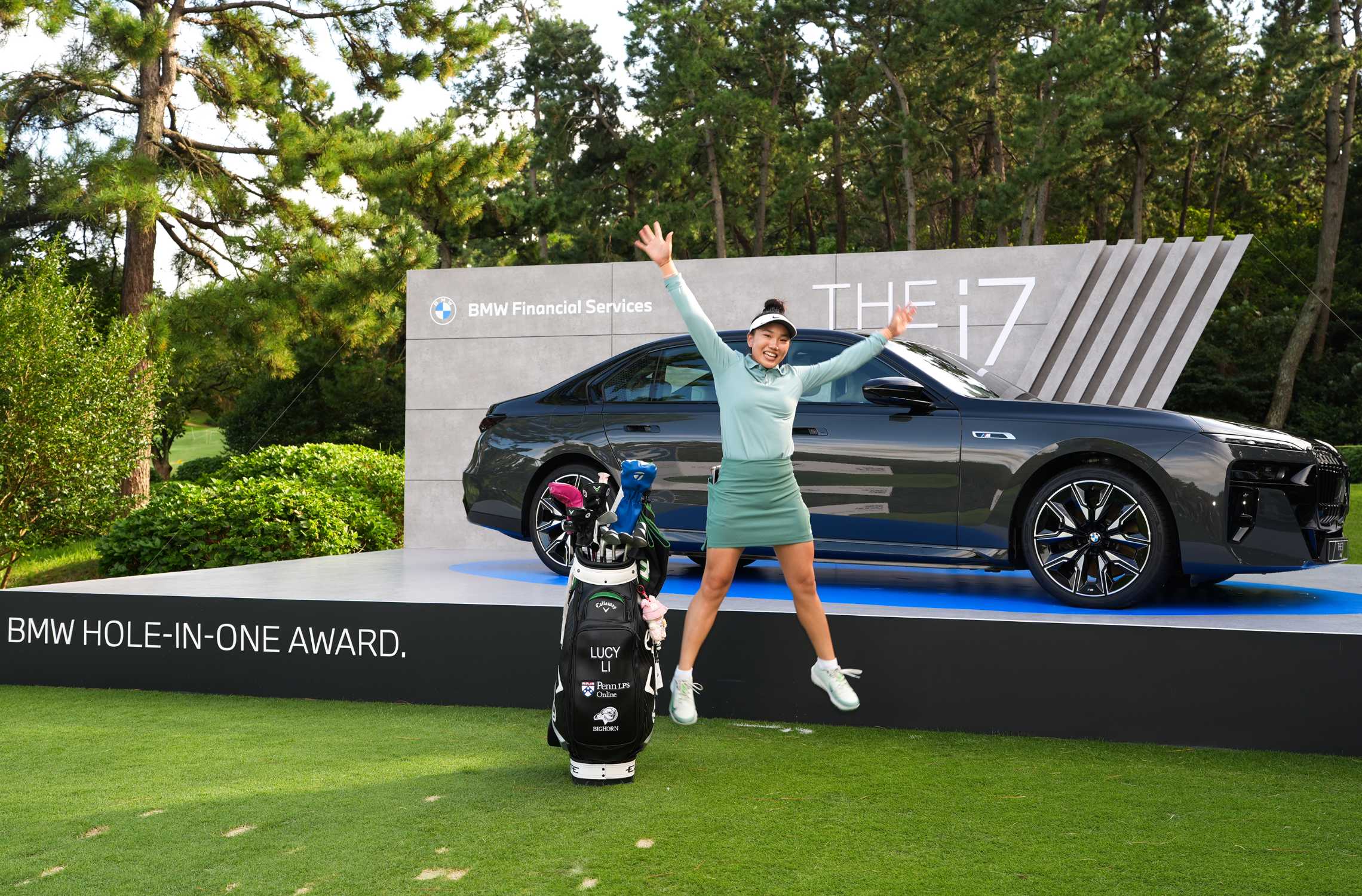 Lucy Li wins an all-electric BMW i7 with a hole-in-one.