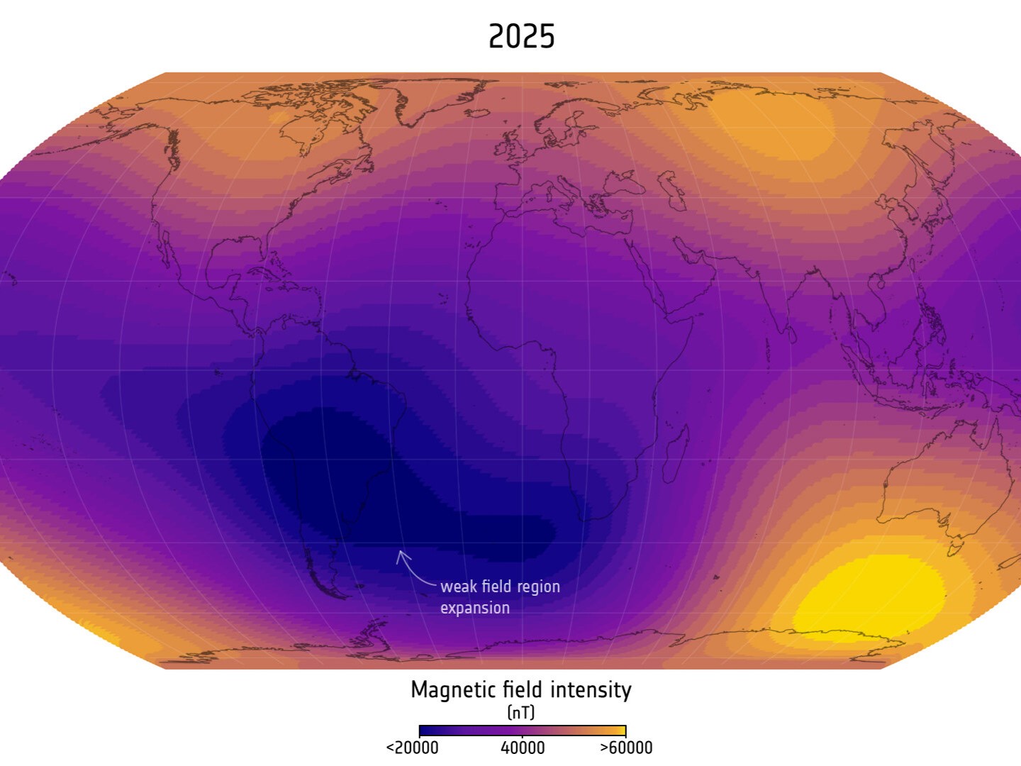 ESA’s Swarm spots a fast-growing anomaly in the Earth’s magnetic field