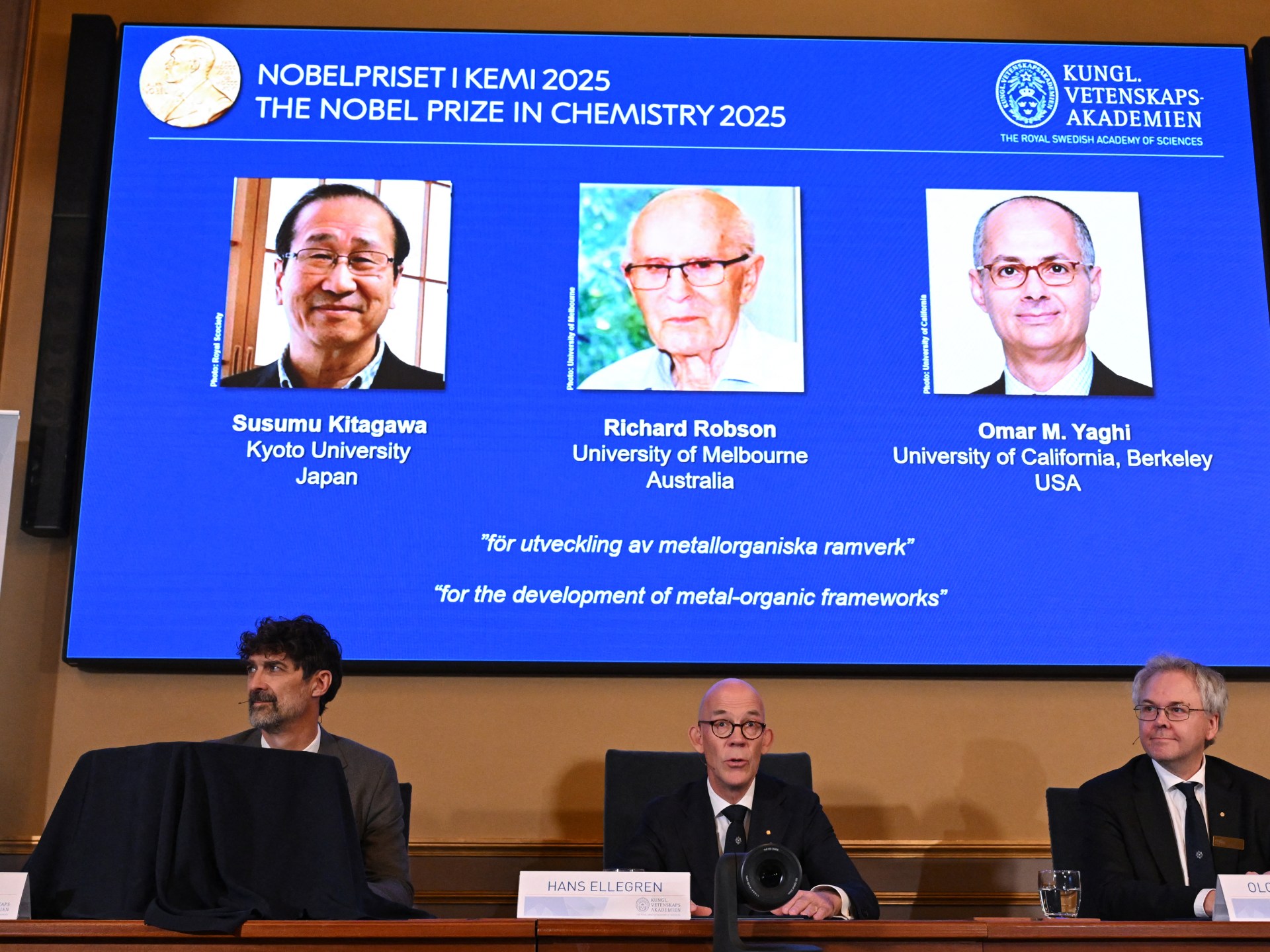 Chemistry Nobel Prize awarded to trio in field of metal organic frameworks | News