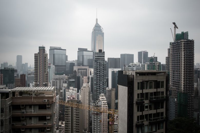 J Residence, the apartment building of convicted murderer Rurik Jutting, is seen among other tower blocks in Hong Kong's Wan Chai neighborhood.