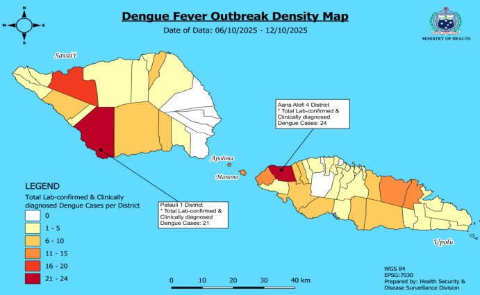 Samoa dengue outbreak 2025 update