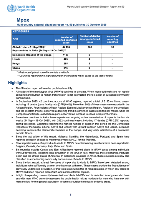Multi-country outbreak of mpox, External situation report #59
