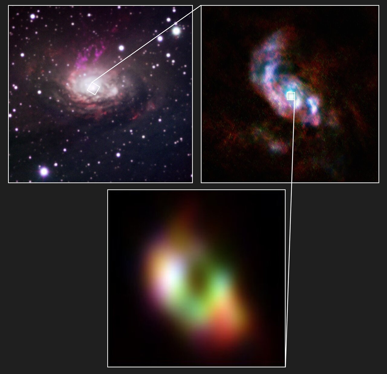 Supermassive black hole seen feeding via a pair of spiral arms