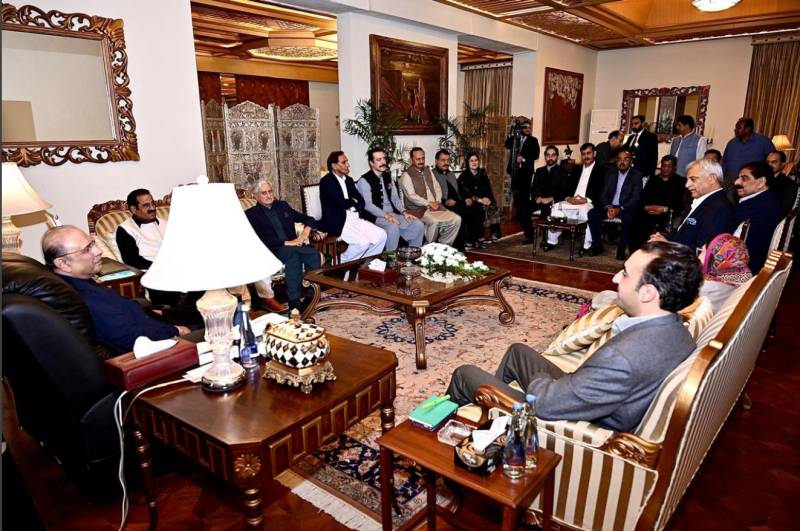 PPP leaders of AJK chapter call on Zardari to discuss possible change of PM Anwarul Haq