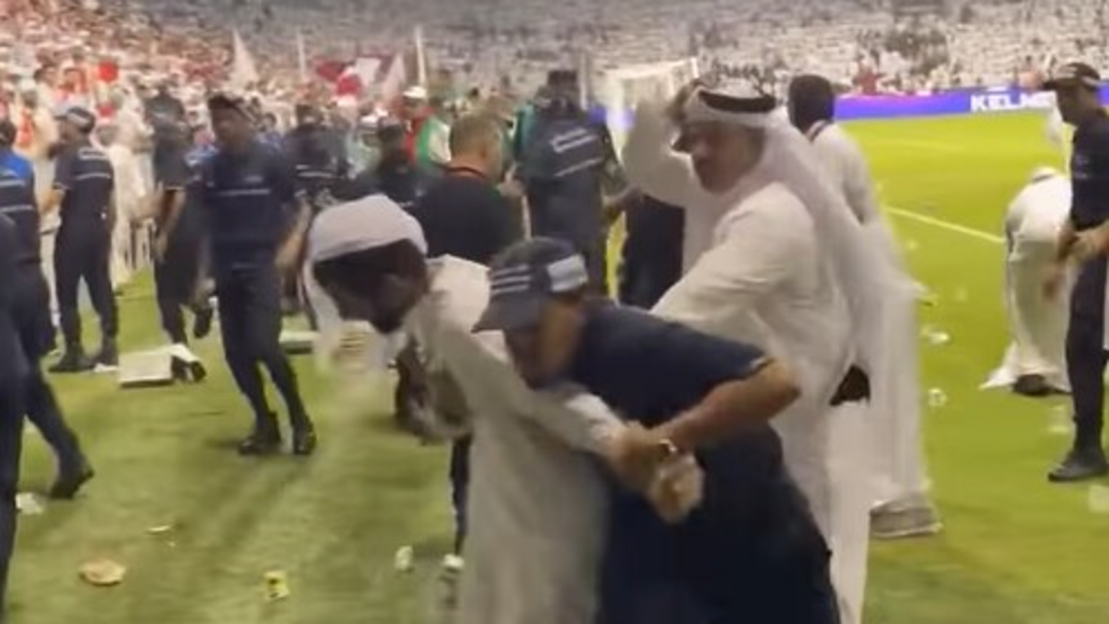 Massive scuffle breaks out between UAE fans and Qatar players after goal in World Cup qualifier | Viral video