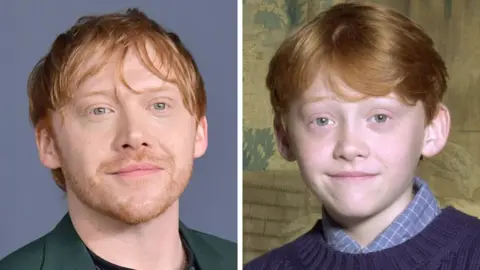 Getty Images A composite image of Rupert Grint as an adult, and as a child