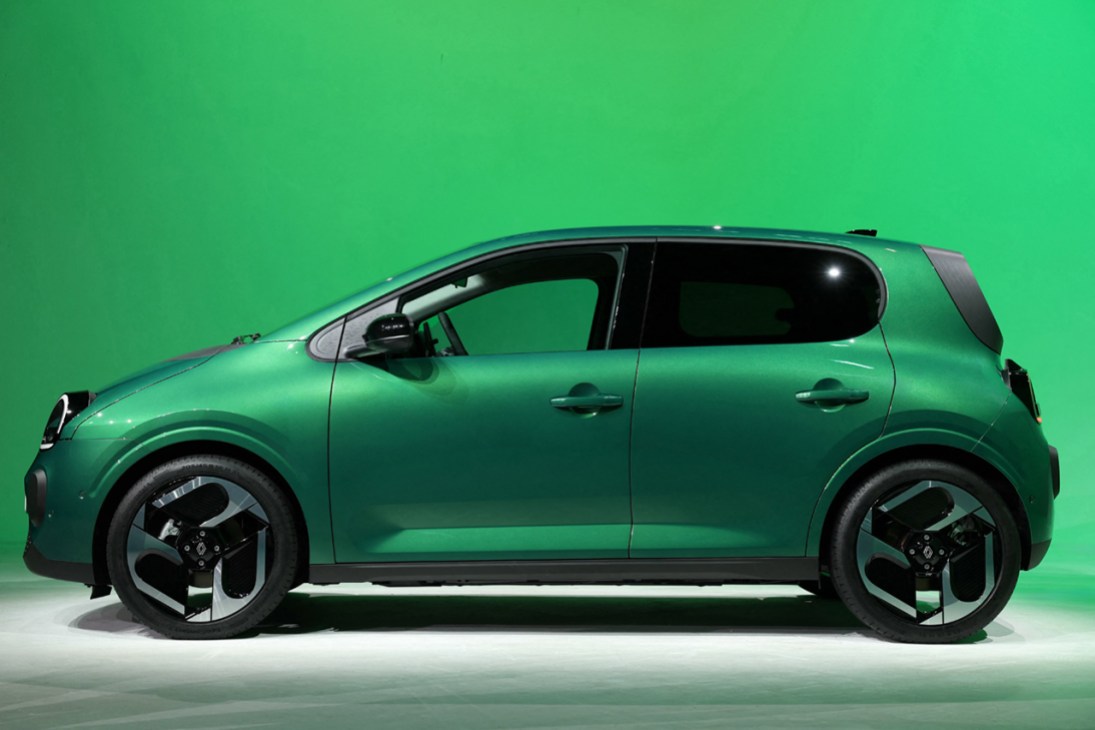 This photograh shows Renault's Twingo E-Tech electric vehicle during a press preview, to be released in Spring 2026, in Ivry-sur-Seine, surburb of Paris on October 31, 2025. With the new Twingo, unveiled on November 6, 2025, Renault wants to prove that the small electric car market can finally take off, provided that households are offered attractive vehicles for less than 20,000. (Photo by Thomas SAMSON / AFP) (Photo by THOMAS SAMSON/AFP via Getty Images)