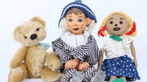 C&T Original TV puppets Teddy, Andy Pandy and Louby Lou.