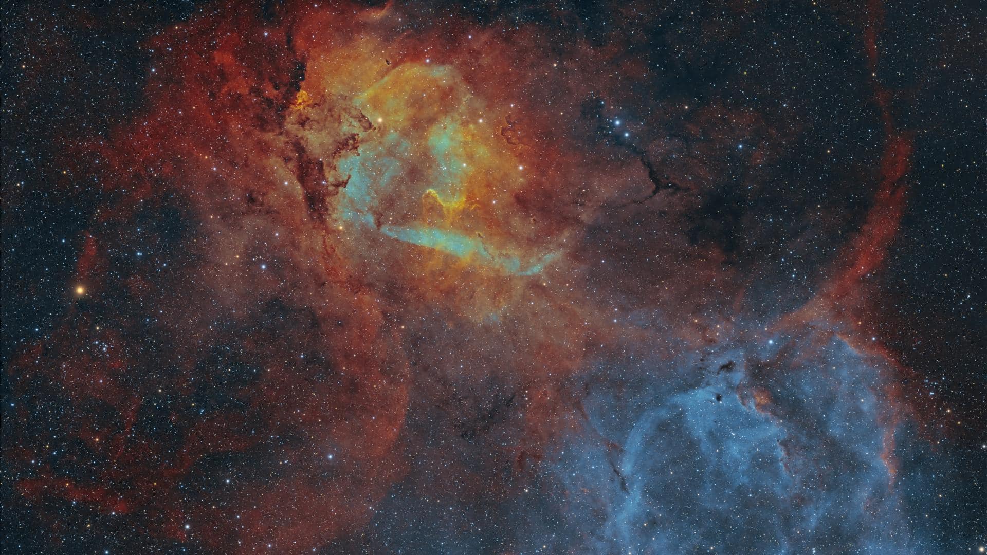 This ‘rampaging lion’ nebula lies 10,000 light-years away