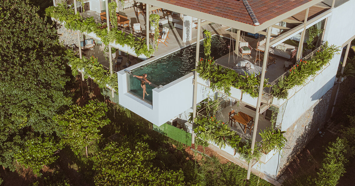 cantilevered swimming pool extends out from studio saxe’s ‘villa nuri’ in costa rica