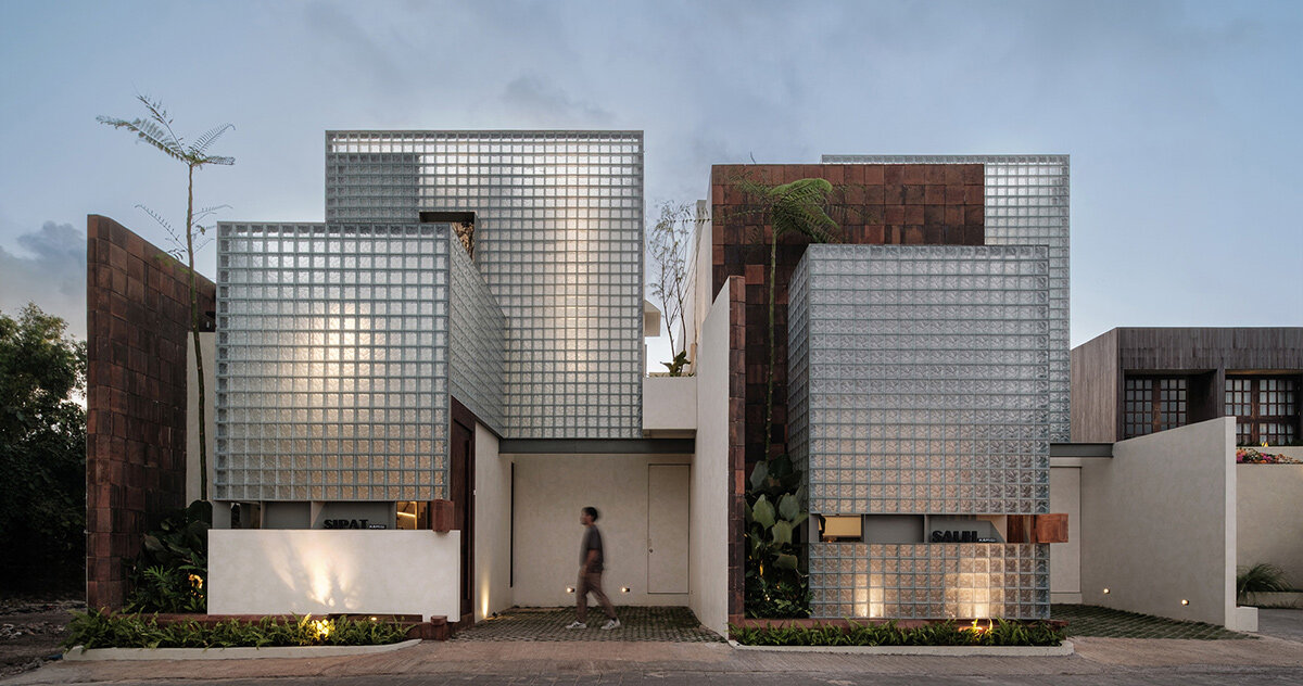glowing glass block facades front arkana’s ‘villa sipat & sauh’ in bali