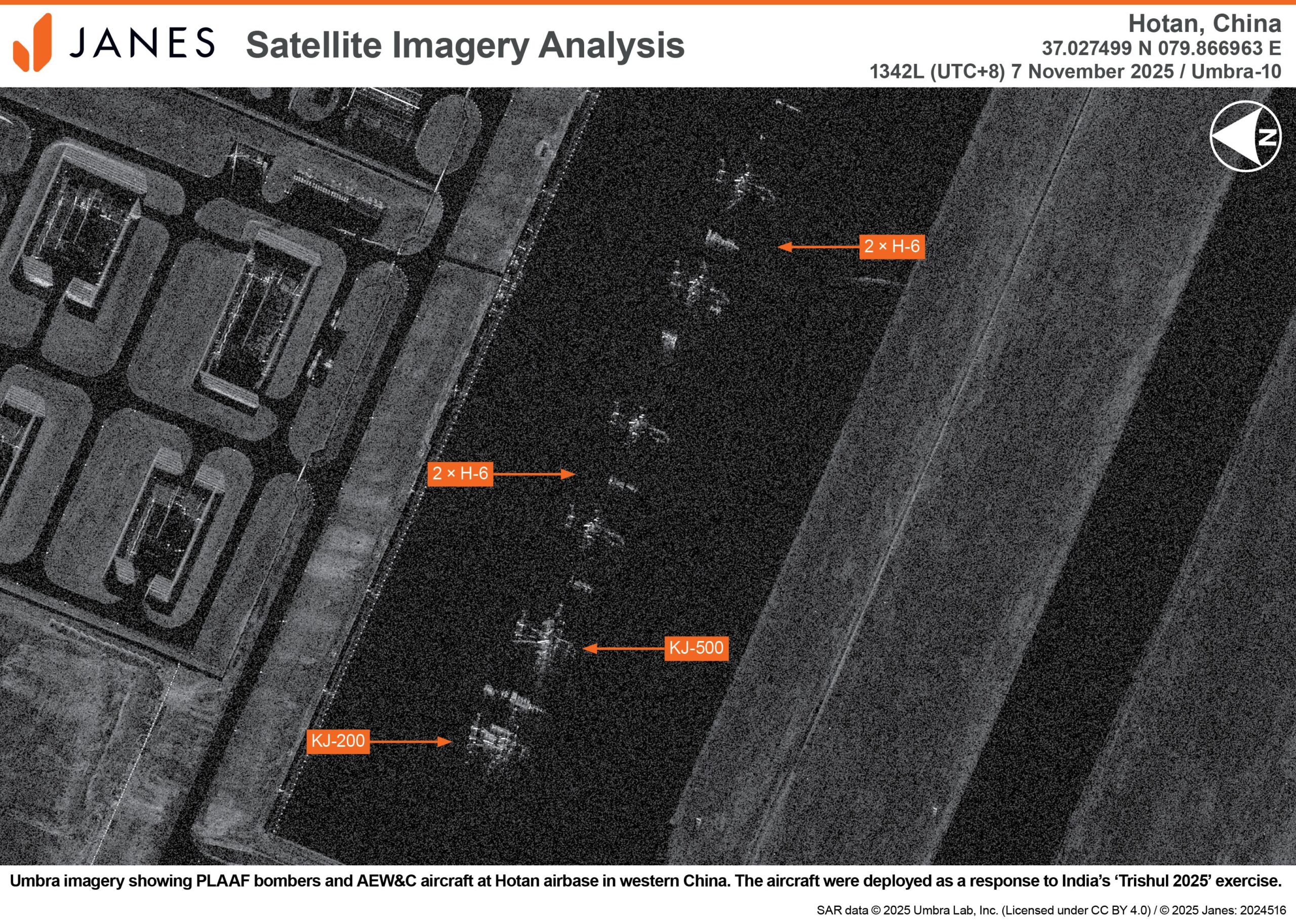 Chinese bombers deployed to Hotan during recent Indian exercises