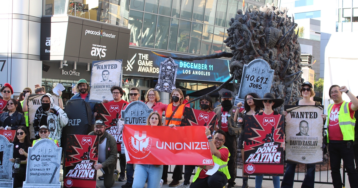 Who killed the game industry? Union devs protest at Game Awards