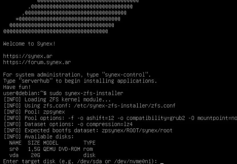 Synex Server: A New Debian Based Linux Distro With Native ZFS Installation Support