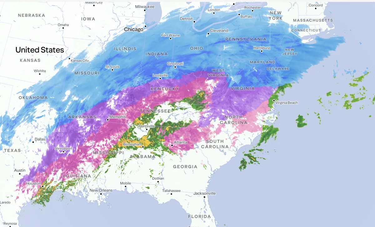 Heavy snow and crippling ice spread across U.S., causing flight cancellations and power outages