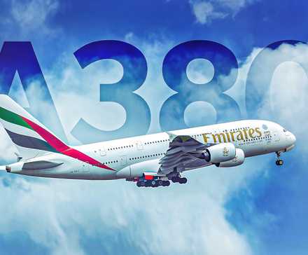 Emirates Airbus A380 shortly after lift off custom thumbnail