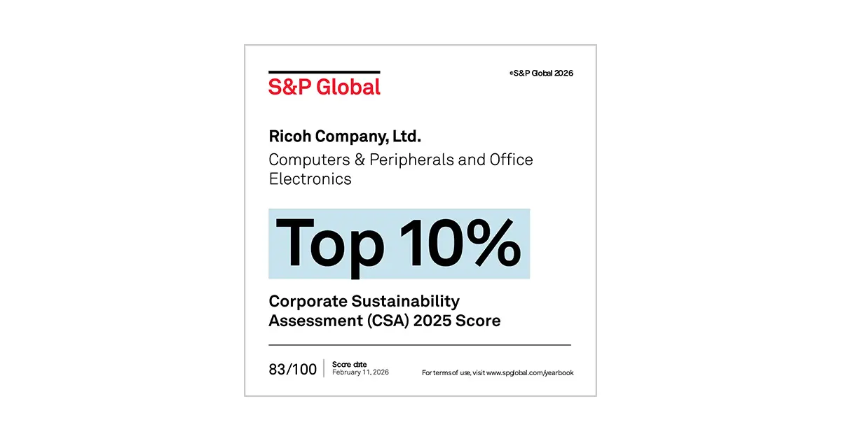 Ricoh selected as a member of the Sustainability Yearbook 2026 by S&P Global | Global