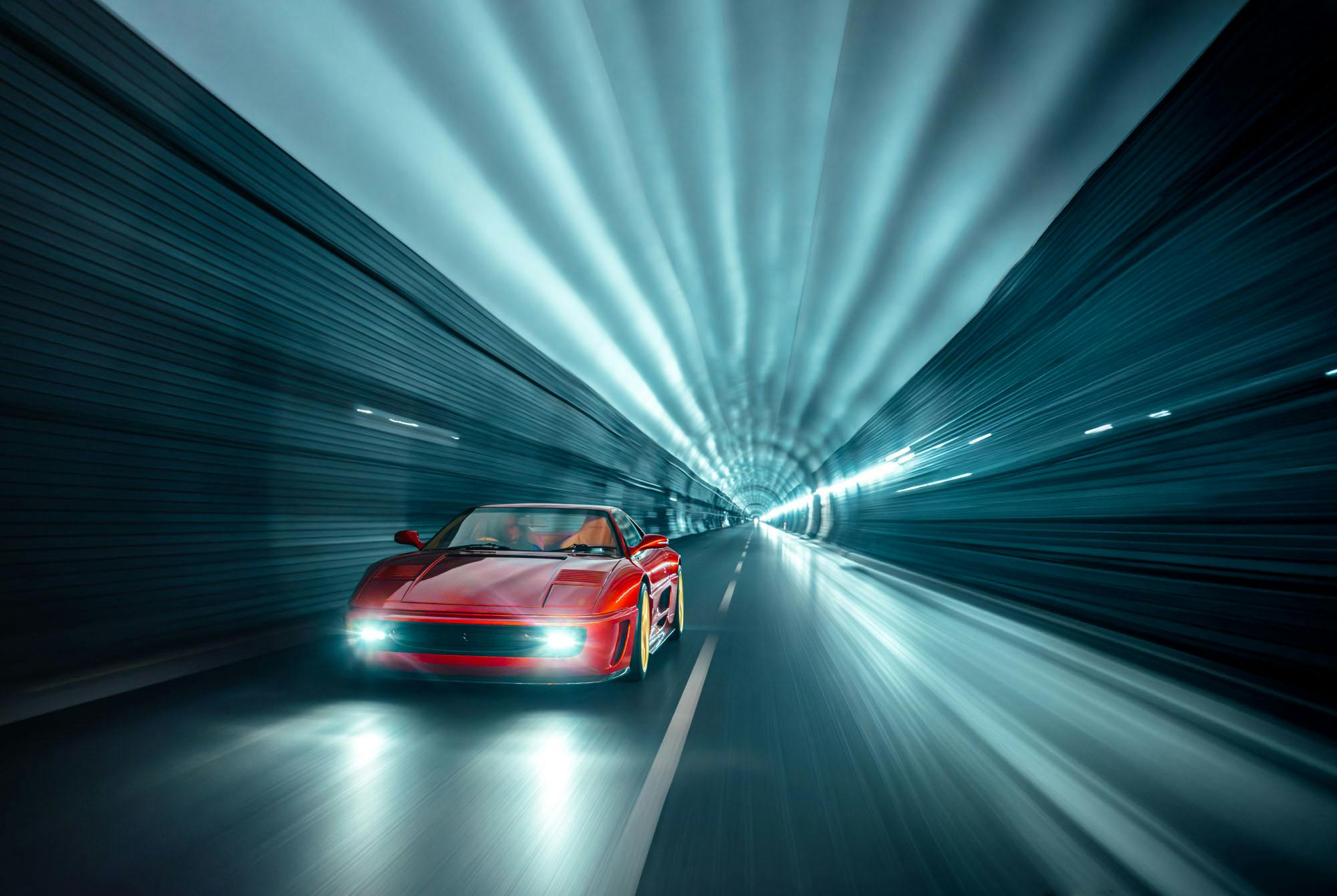 Evoluto Ferrari F355 Restomod Roars in Tunnel Run