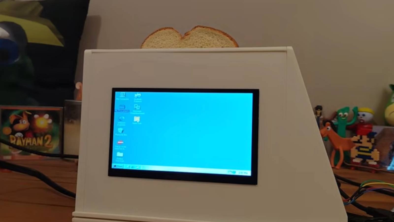 Someone built a Windows 98-powered smart toaster, and you toast bread by running an EXE