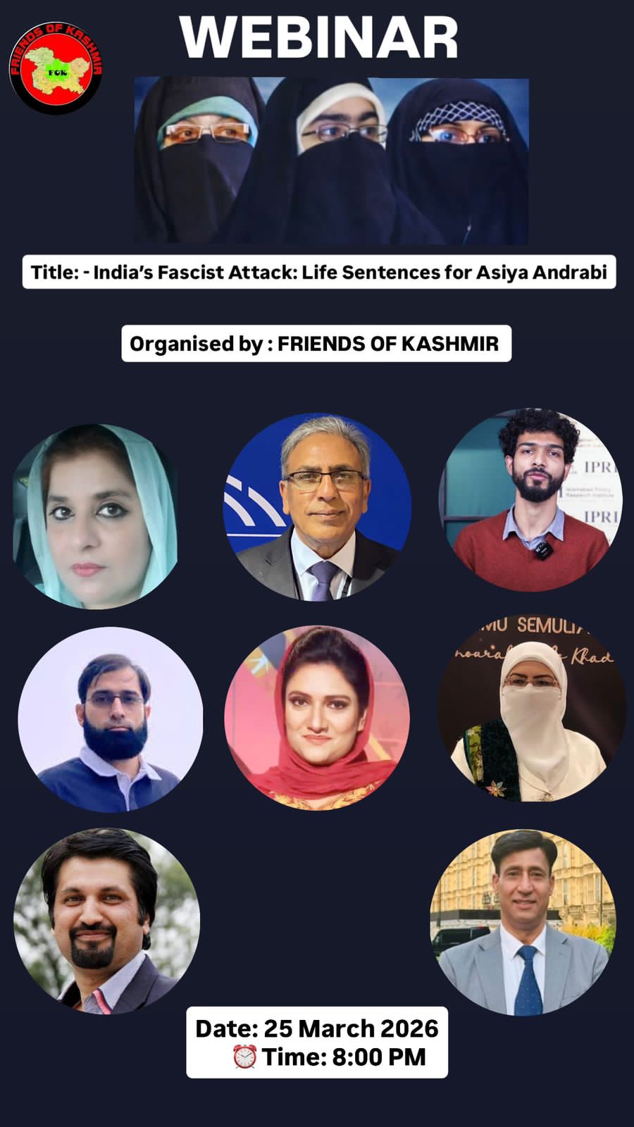 Webinar condemns life sentences to Asiya Andrabi, terms it “India’s Fascist Attack”