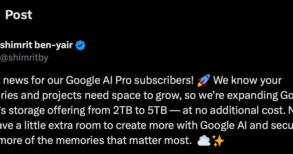 Google’s AI Pro plan just got a storage upgrade.